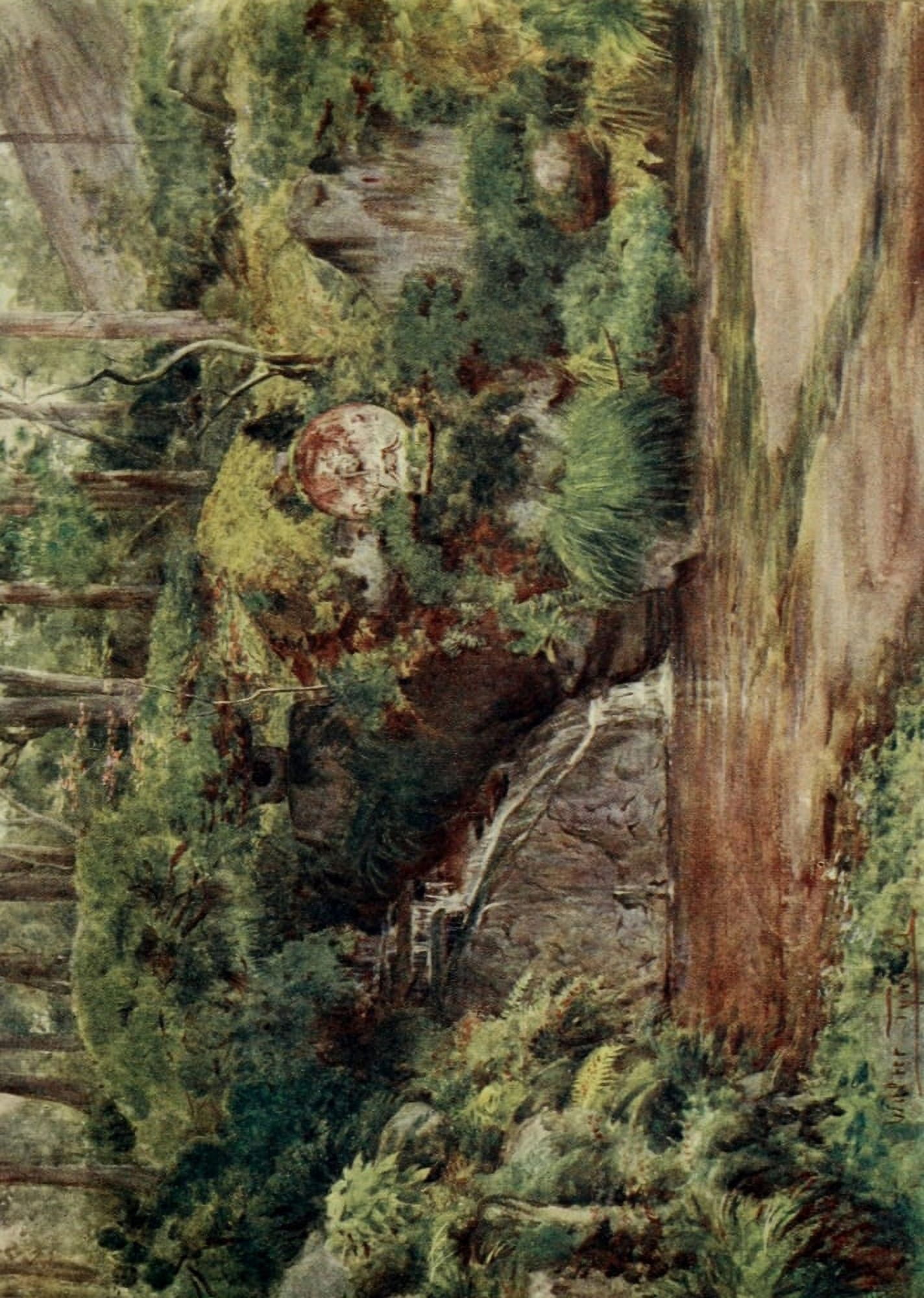 A rock garden at Nikko Japanese Gardens 1912 Canvas Art - Walter Tyndale (24 x 36)