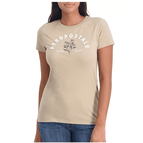 Aéropostale Women's Graphic Tee Brown Large