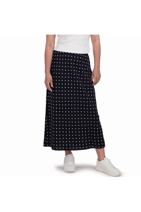 Women’s Polka Dot Maxi Slip Skirt – Fully Lined Midi Skirt, Size Medium