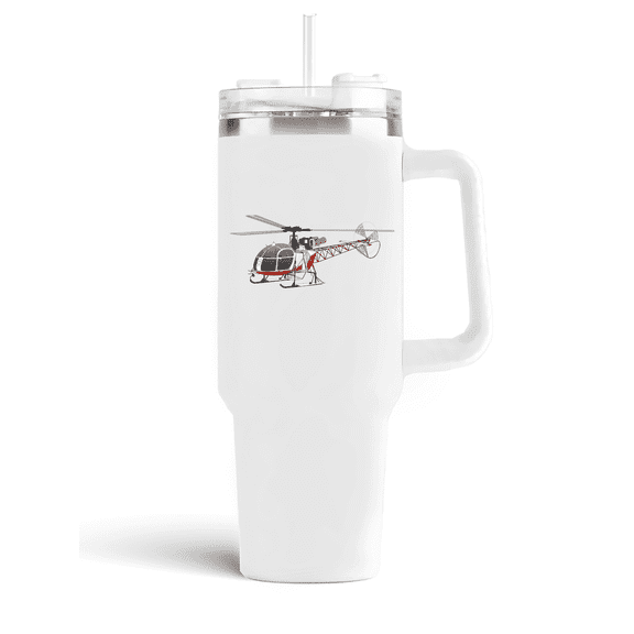 Aeromugs 40 oz Stainless Steel Insulated Travel Tumbler with Straw & Handle Leakproof Lid | Arospatiale SA 315B Lama