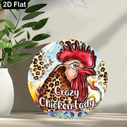 LANOLU Targa In Metallo Vintage 20x30 Cm – Crazy Chicken Lady – Regalo Divertente Per Pollo-Amanti