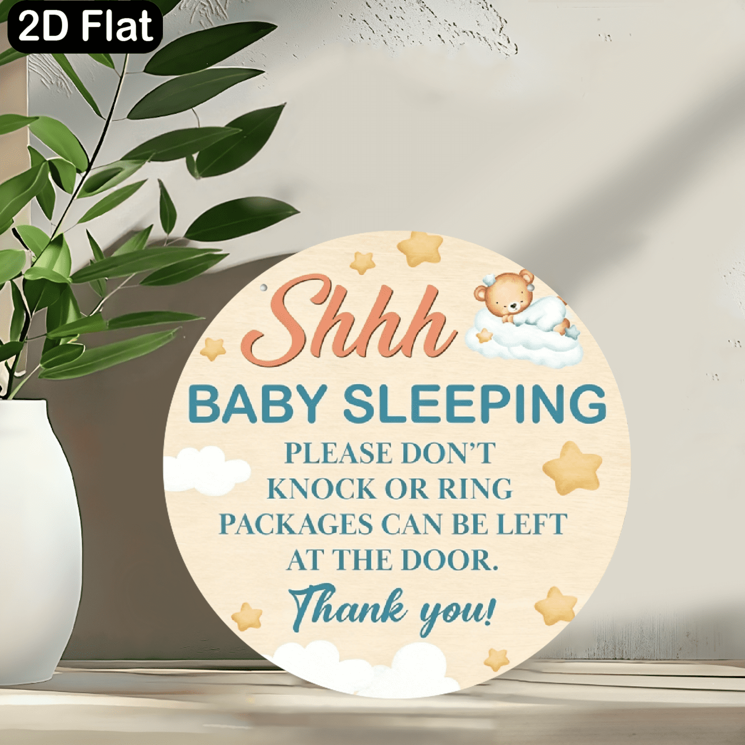 Woodamore Shhh Baby Sleeping Sign for Front Door - Please Woodamore Shhh Baby Sleeping Sign for Front Door - Please