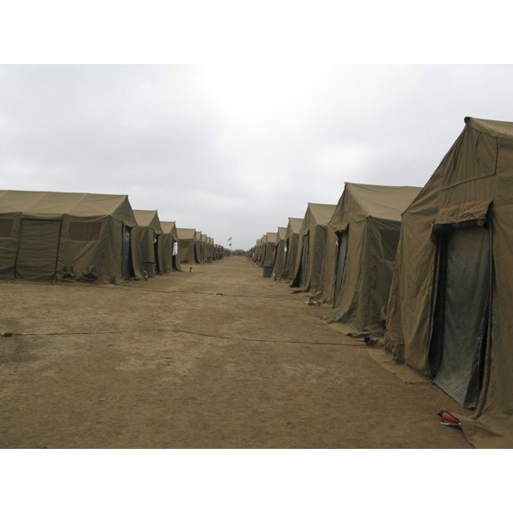 A row of tents at Red Beach Camp Pendleton California Canvas Art - Michael WoodStocktrek Images (17 x 13)