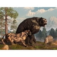 thumbnail image 1 of A saber-toothed cat tries to drive a short-faced bear out of its territory Poster Print, 1 of 2