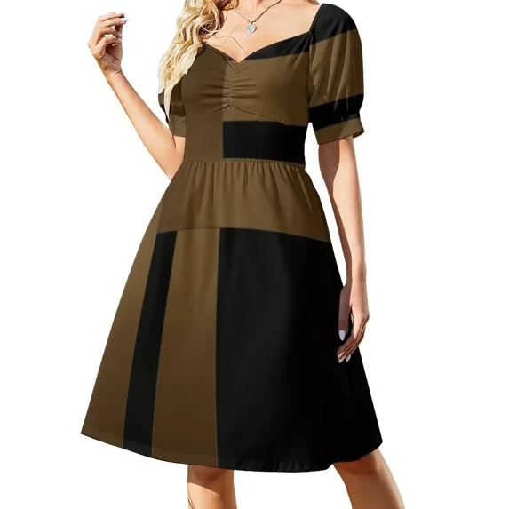 A satin ribbon . Black background . Sleeveless festival outfit wom woman dress chic and elegant woman dress
