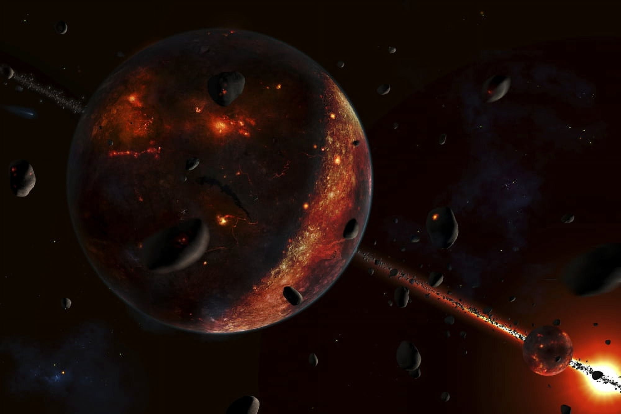 A scene portraying the early stages of a solar system forming Canvas Art - Fahad SulehriaStocktrek Images (18 x 12)