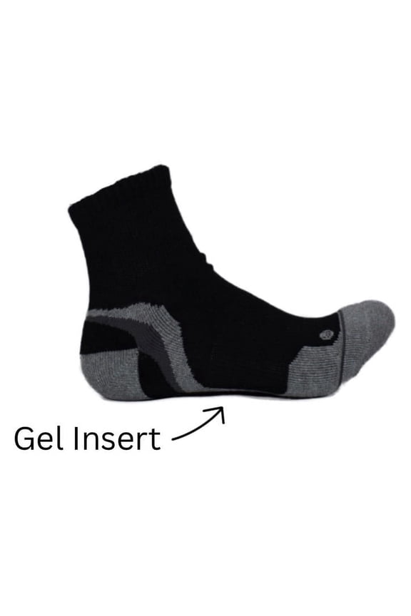 Gel Arch Support Crew Black Socks, 5-17
