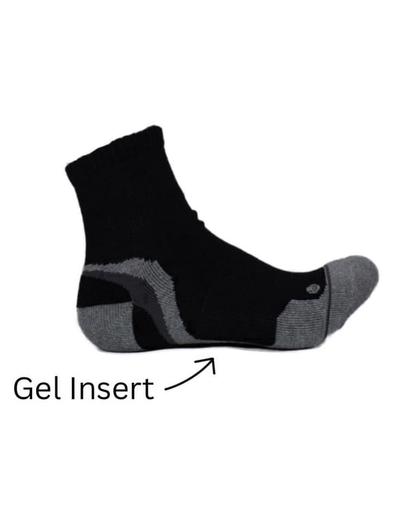 Gel Arch Support Crew Black Socks, 5-17