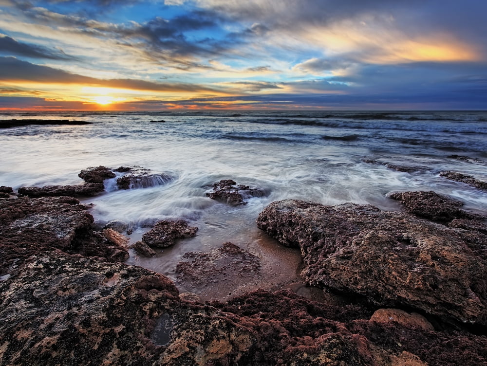 A seascape at sunrise from Miramar Argentina Canvas Art - Luis ArgerichStocktrek Images (33 x 25)