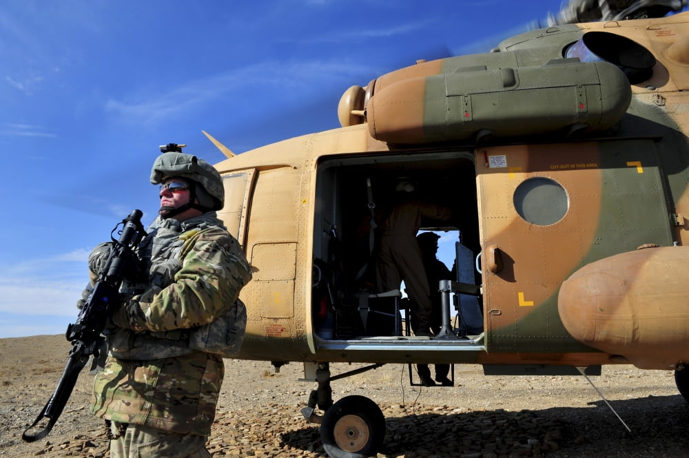 A security forces airman covers his sector in western Afghanistan Canvas Art - Stocktrek Images (35 x 23)