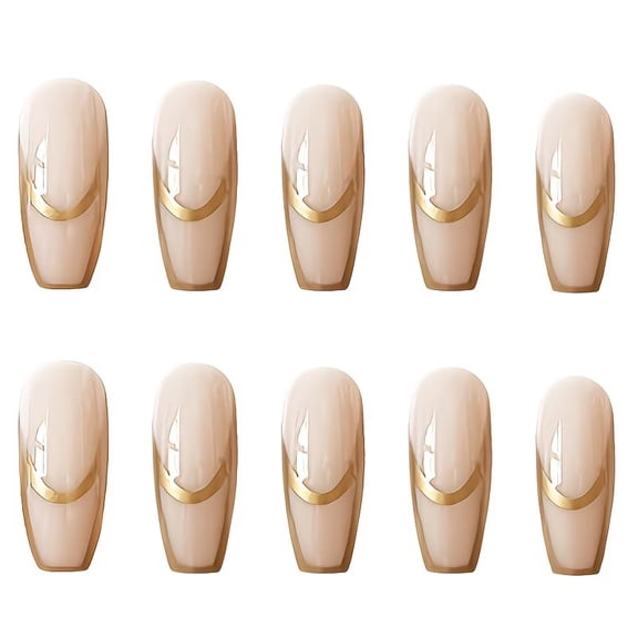 A set of 24 pieces of long pointed false nails, suitable for women to wear in various festivals and special occasions.
