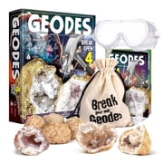Piano Potato Premium Geode Breaking Kit for Kids - 4 Hand-Selected Jumbo Agate Geodes 1.6 - 2.4 with Safety Goggles & Magnifying Glass,Educational Gift for Boys Girls Age 8+