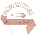 thumbnail image 1 of A set of mommy to be mother-to-be party hair band shoulder strap etiquette strap - Rose gold, 1 of 5