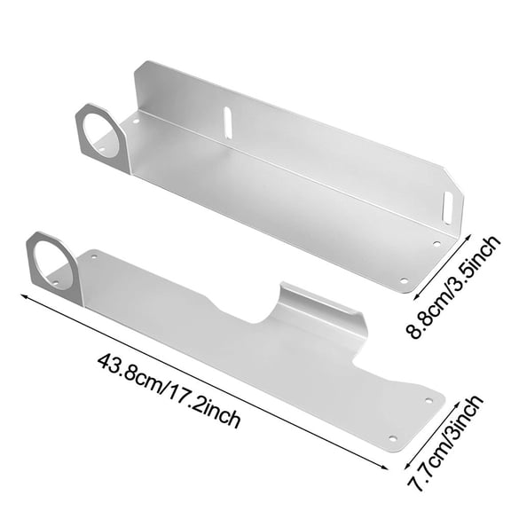 A set of wall-mounted jack stands for trailers and garage storage