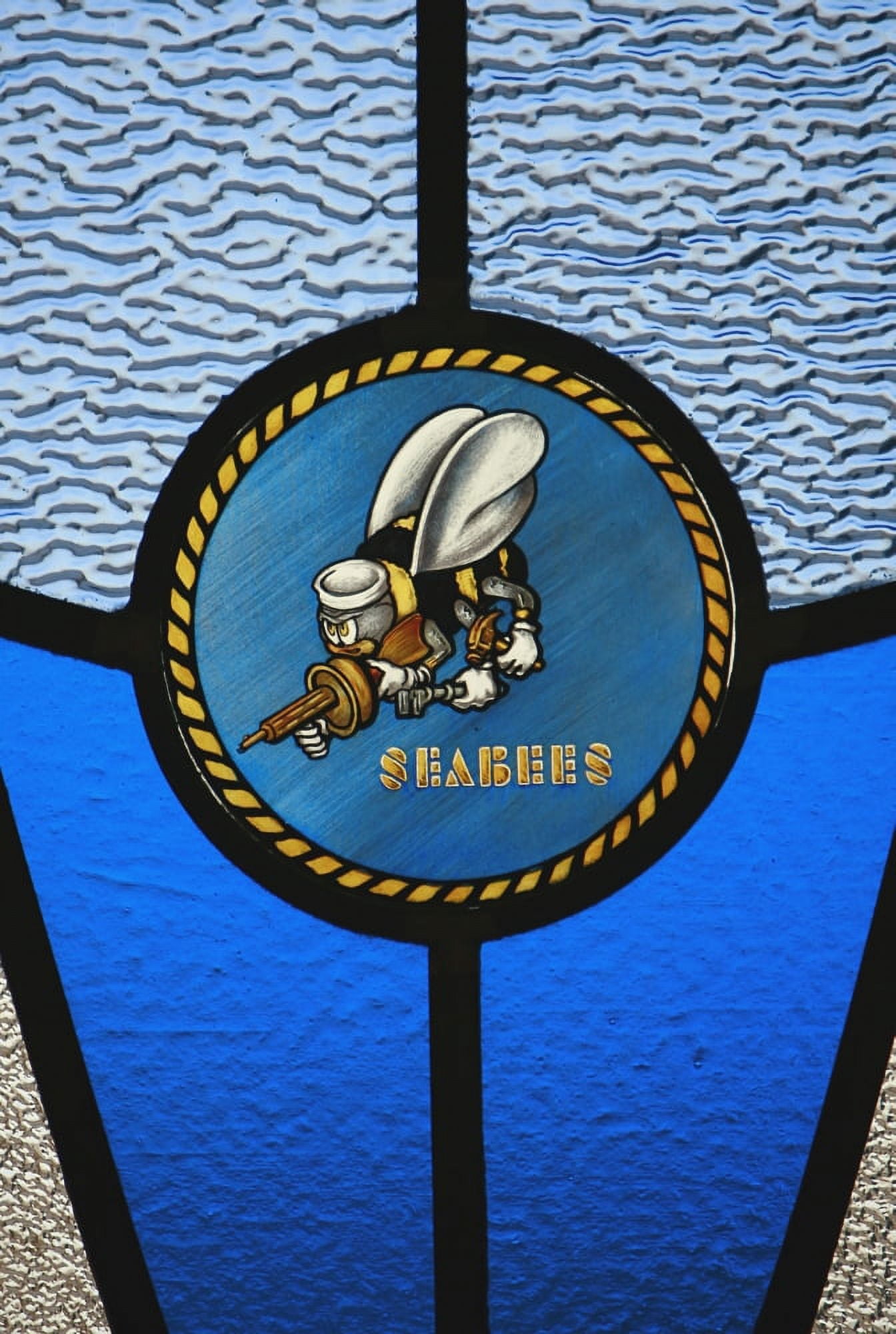 A single Seabee logo built into a stained-glass window Canvas Art - Stocktrek Images (23 x 34)