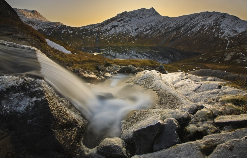 A small creek running through Skittendalen Valley in Troms County Norway Canvas Art - Arild HeitmannStocktrek Images (18 x 12)