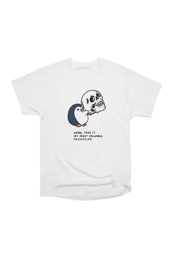 A smol penguin with a skull gift T-Shirt Tee Gift For Him Merch For Her Apparel For Friend