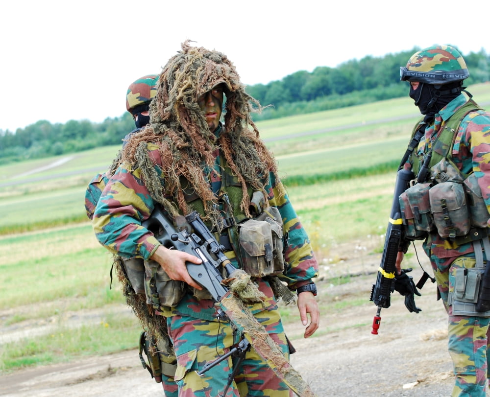 A sniper of the Belgian Army together with members of the Special Forces Group Canvas Art - Luc De JaegerStocktrek Images (31 x 25)