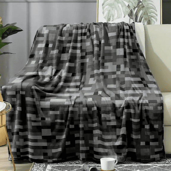 A soft and warm pixelated grey flannel blanket perfect for all seasons, perfect for home, office, or outdoor adventures(30*40IN)