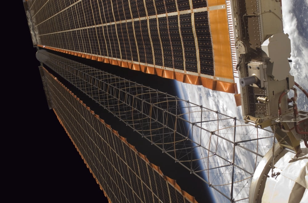 A solar array wing on the International Space Station Canvas Art - Stocktrek Images (34 x 23)