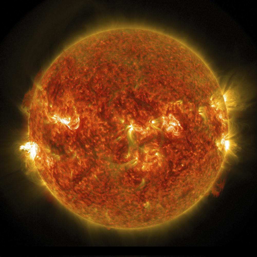 A solar flare erupting on the left side of the Sun Canvas Art - Stocktrek Images (28 x 28)