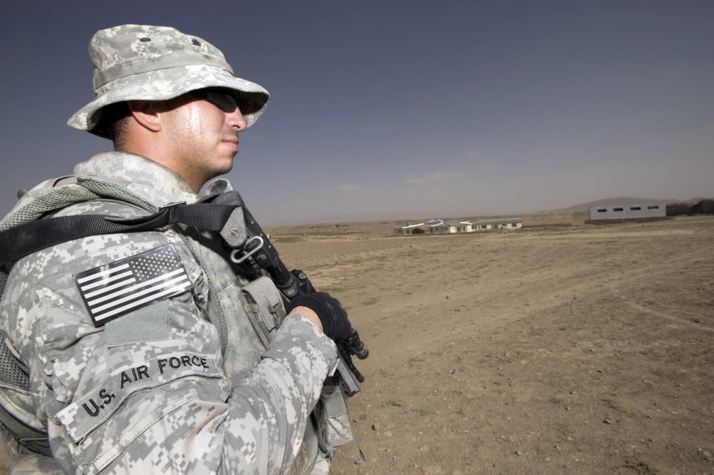 A soldier providing security Canvas Art - Stocktrek Images (35 x 23)