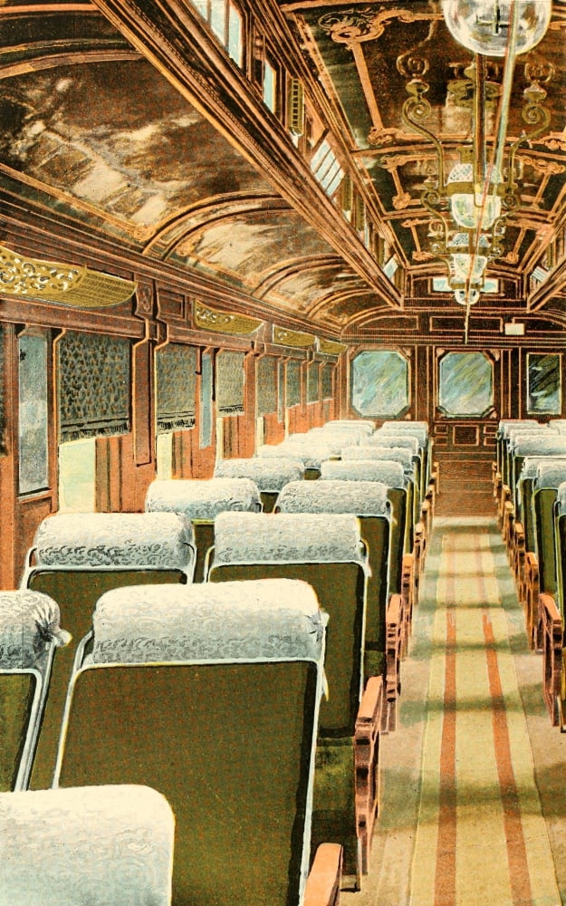 A souvenir of the Overland limited train 1897 Interior of reclining chair car Canvas Art - Unknown (18 x 24)