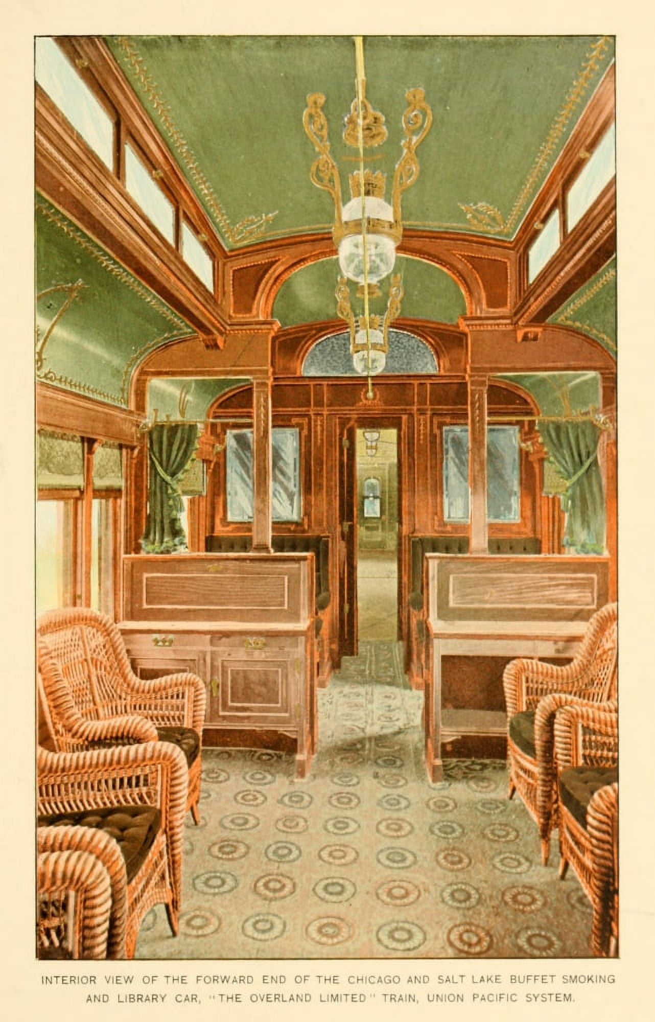 A souvenir of the Overland limited train 1897 Interior of the Buffet Smoking & Library car Canvas Art - Unknown (24 x 36)
