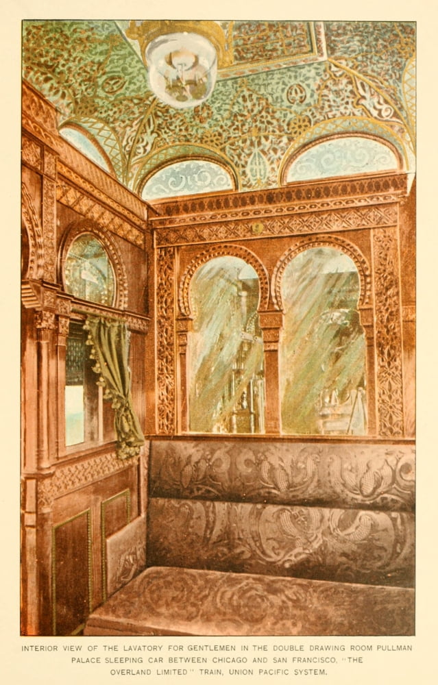 A souvenir of the Overland limited train 1897 Lavatory for Gentlemen in Pullman Palace sleeping car Canvas Art - Unknown (24 x 36)