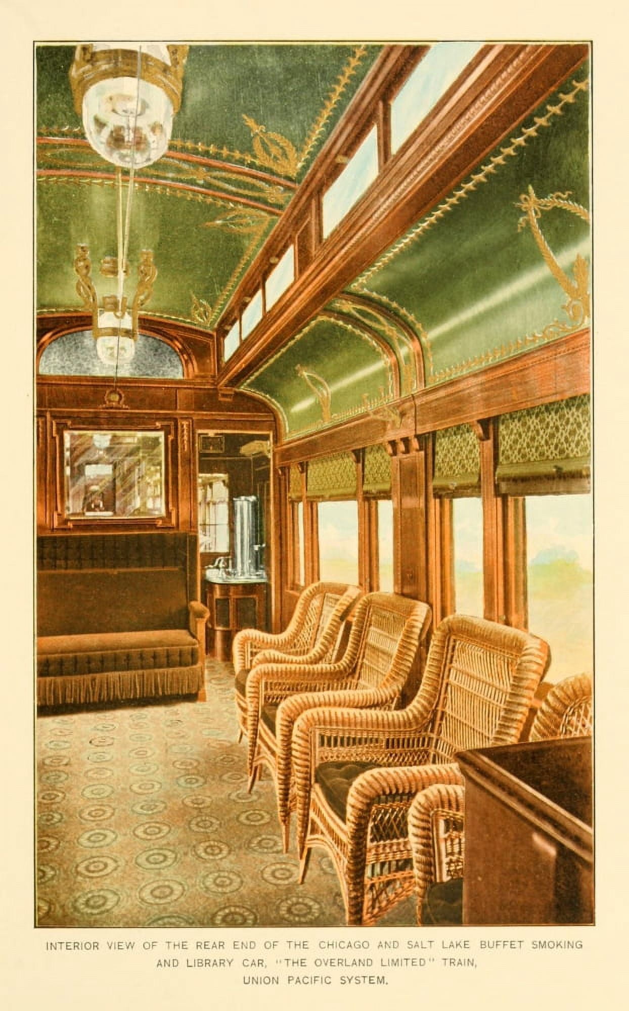 A souvenir of the Overland limited train 1897 Rear end of Buffet Smoking & Library car Canvas Art - Unknown (24 x 36)