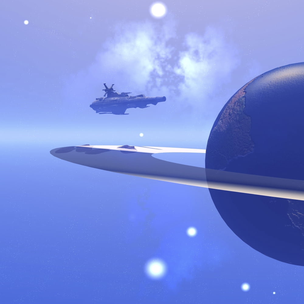 A spacecraft nears a planet to steal resources Canvas Art - Corey FordStocktrek Images (28 x 28)