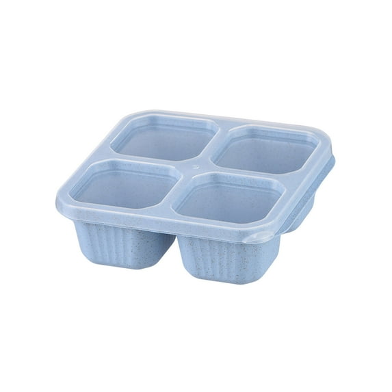 A square four-compartment transparent box lid made of wheat straw, lunch box, fruit box, fresh baby food box for the refrigerator