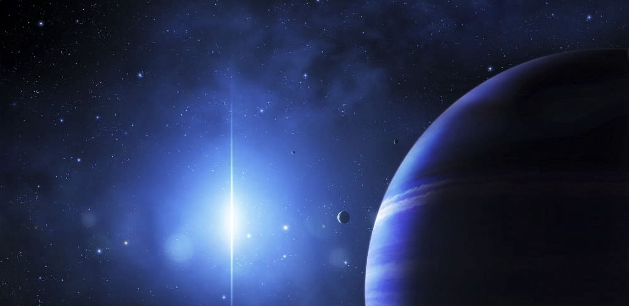 A star provides a cool glow on a nearby gas giant Canvas Art - Justin KellyStocktrek Images (41 x 20)