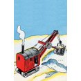 thumbnail image 1 of A steam driven construction vehicle, a front end loader, digs a big hole. Poster Print by Julia Letheld Hahn (18 x 24), 1 of 1