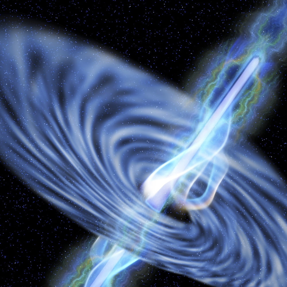 A stellar black hole emits streams of plasma from its event horizon Canvas Art - Corey FordStocktrek Images (29 x 29)