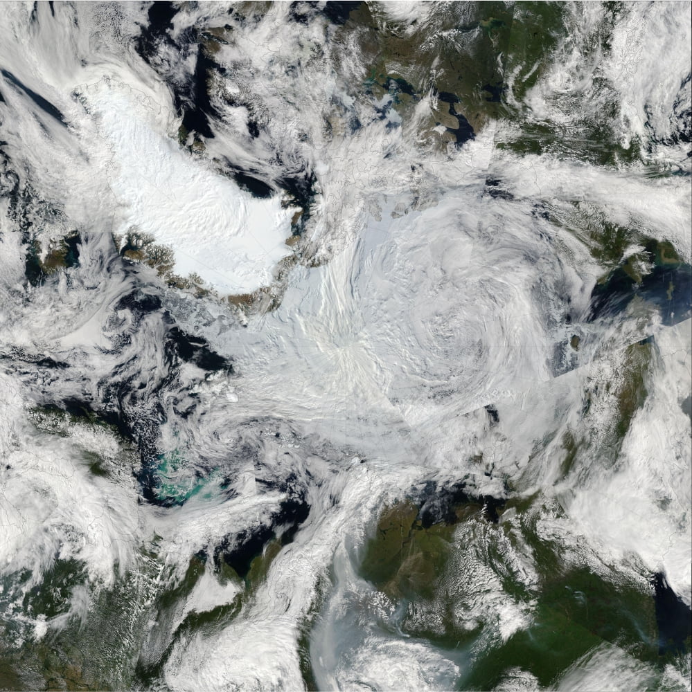 A strong storm lingering in the center of the Arctic Ocean Canvas Art - Stocktrek Images (28 x 28)