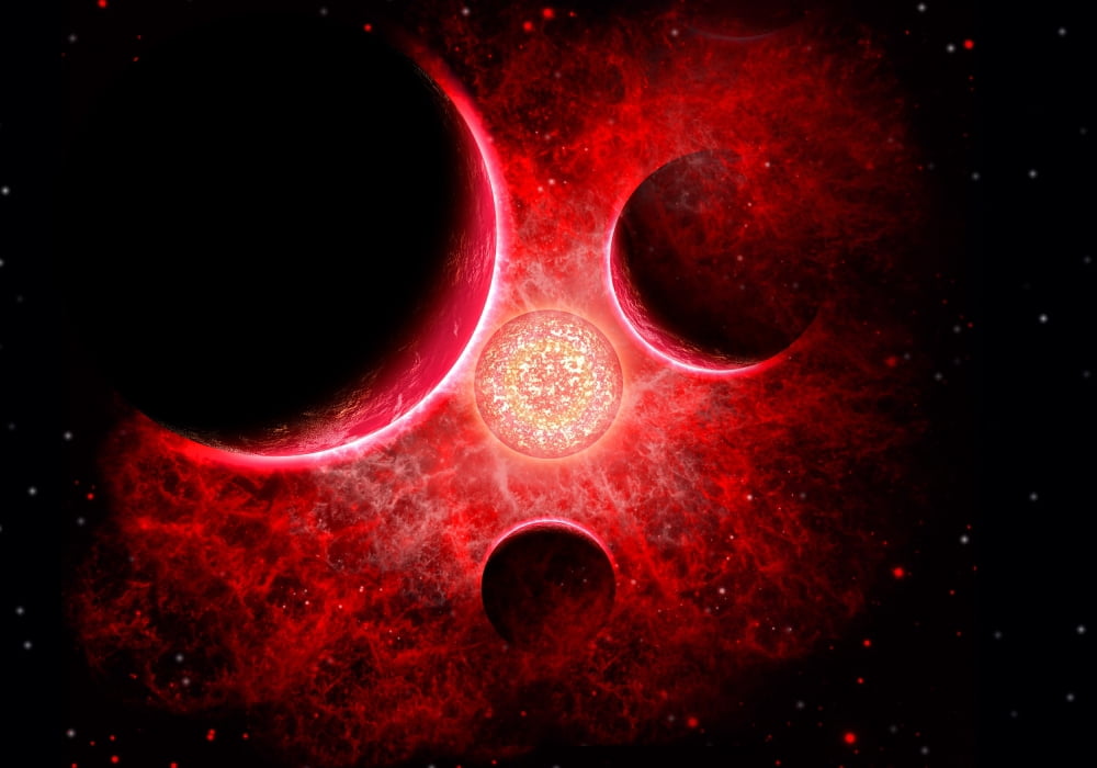 A supernova destroying itself and its planets Canvas Art - Mark StevensonStocktrek Images (17 x 12)