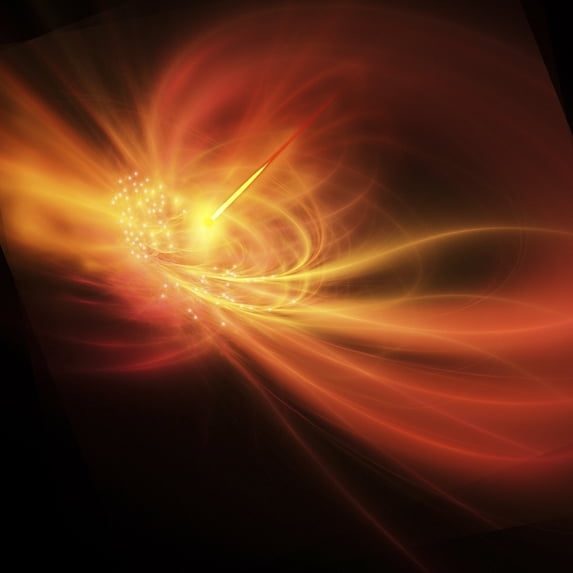 A supernova explosion causes a bright gamma ray burst Poster Print