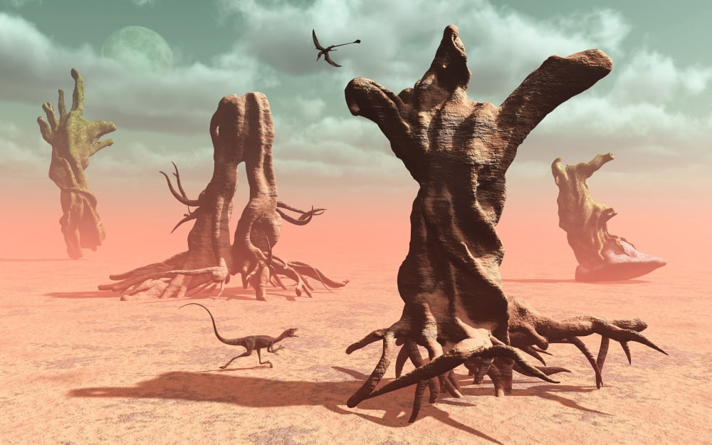 A surreal look at a petrified prehistoric forrest Canvas Art - Mark StevensonStocktrek Images (36 x 23)