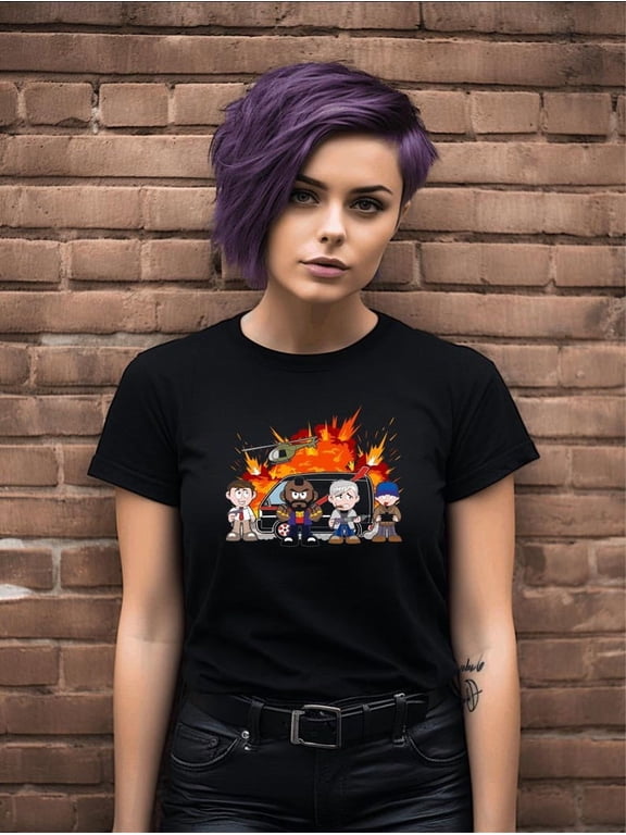 A-team Inspired T-shirt, Featuring All the Characters and the Van. It Also Includes "murdock" Holding a Controller for a Helicopter.