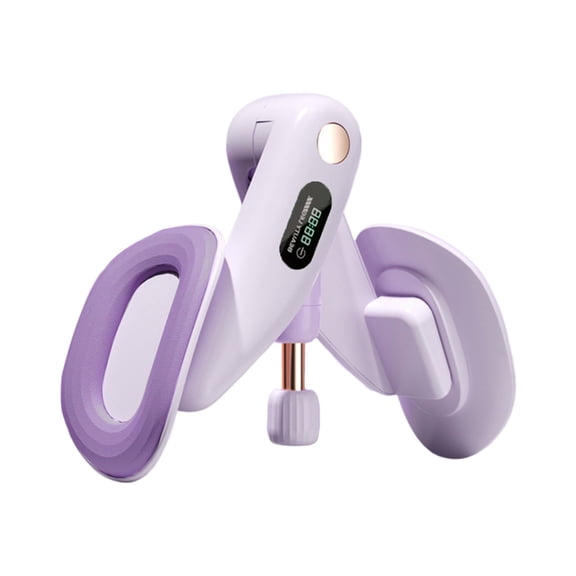 A thigh exerciser with LED display and rotation function, adjustable in intensity, featuring a soft rose color design.
