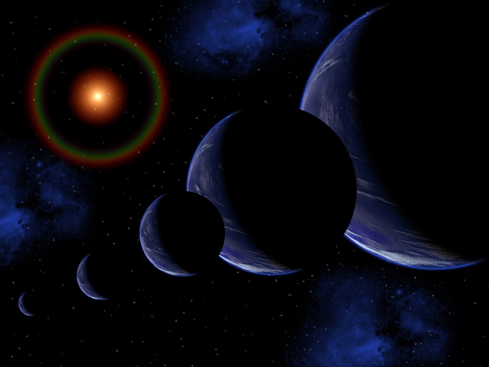 A time lapse conceptual image of the Earth in orbit around the Sun Canvas Art - Mark StevensonStocktrek Images (17 x 13)