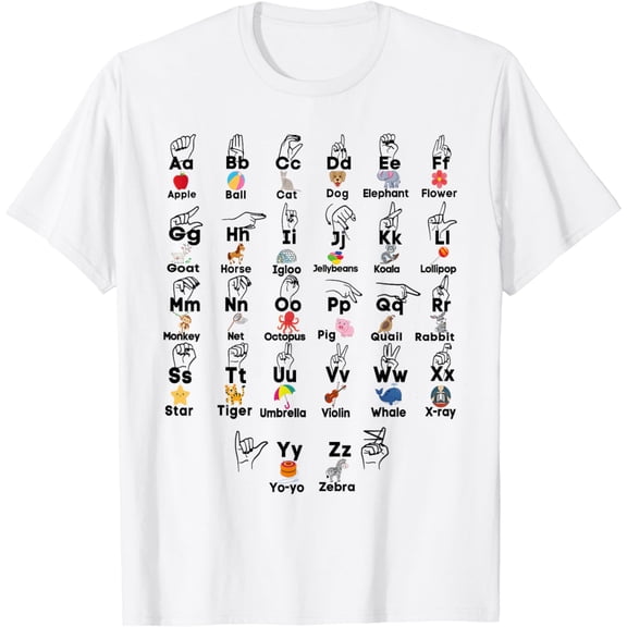 A to Z Alphabet & ASL Pre-School Kindergarten Teacher Kids T-Shirt