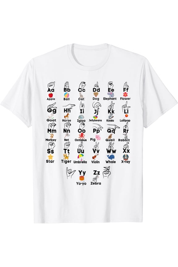 A to Z Alphabet & ASL Pre-School Kindergarten Teacher Kids T-Shirt