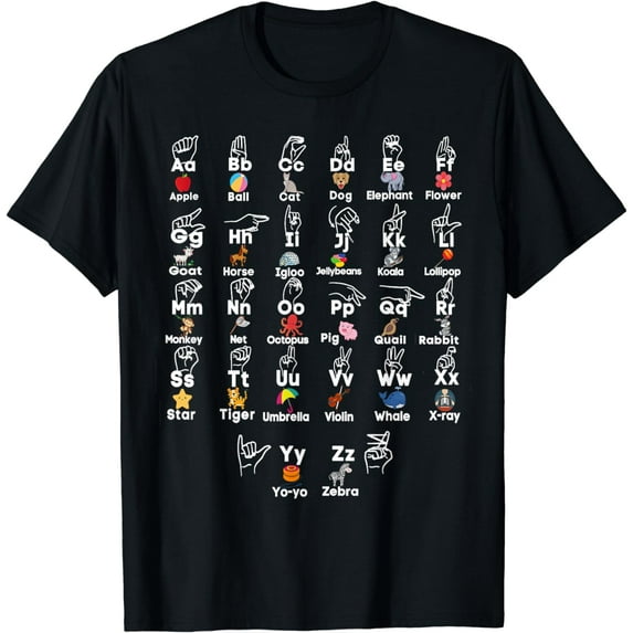 A to Z Alphabet & ASL Pre-School Kindergarten Teacher T-Shirt