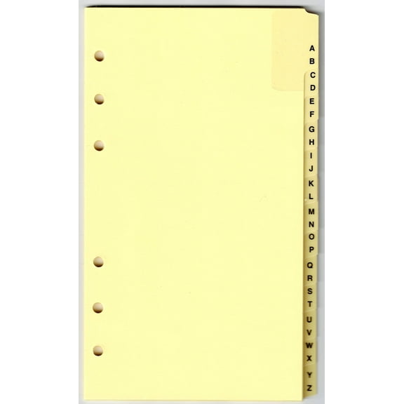 A to Z Index Dividers 3.75" x 6.75" Tabbed Dividers, Set of 13 with Plastic Reinforced Tabs, Yellow, 13 Count, 1 Pack