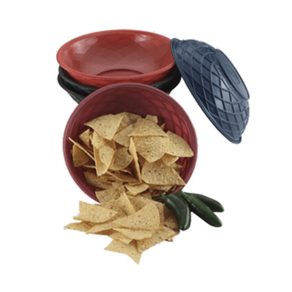 A-to-Z Supply 289-HS-HS1048-BB Round Weave Serving Basket, 9" Diameter x 5-1/2" Deep, Polyethylene, Blueberry Color, Microwaveable and Dishwasher Safe, Commercial Restaurant Food Holder, Pack of 24