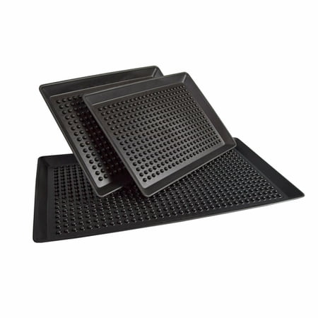 A-to-Z Supply 289-HS-HS1065-CH, 16" X 11" Rectangular Pizza Pleezer™, Commercial Pizza Tray, Polypropylene, Elevated Nibs, Circular Shape, Dishwasher Safe, Charcoal Color, 12-Pack