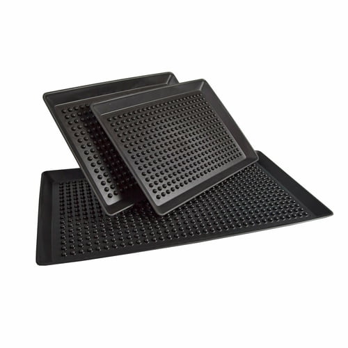 A-to-Z Supply 289-HS-HS1069, 12" x 24" Rectangular Pizza Pleezer, Commercial Pizza Tray, Polypropylene, Elevated Nibs, Circular Shape, Dishwasher Safe, Charcoal Color, 12-Pack