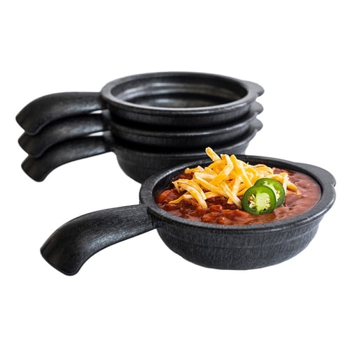 A-to-Z Supply 289-HS-HS1074-CH, 12 oz. Commercial Serving Bowl with Handle, Round Polypropylene, Stackable, Microwave & Dishwasher Safe, Charcoal Color, Ideal for Bars and Restaurants, 24-Pack